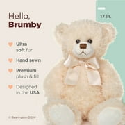 Bearington Brumby White Teddy Bear Stuffed Animal Plushie - 17 Soft-Fur Classic Plush Teddy Bears with Satin Bow - Cute, Cuddly Stuffed Bears Plush Toy Gift for Kids, Babies, Friends or Loved Ones