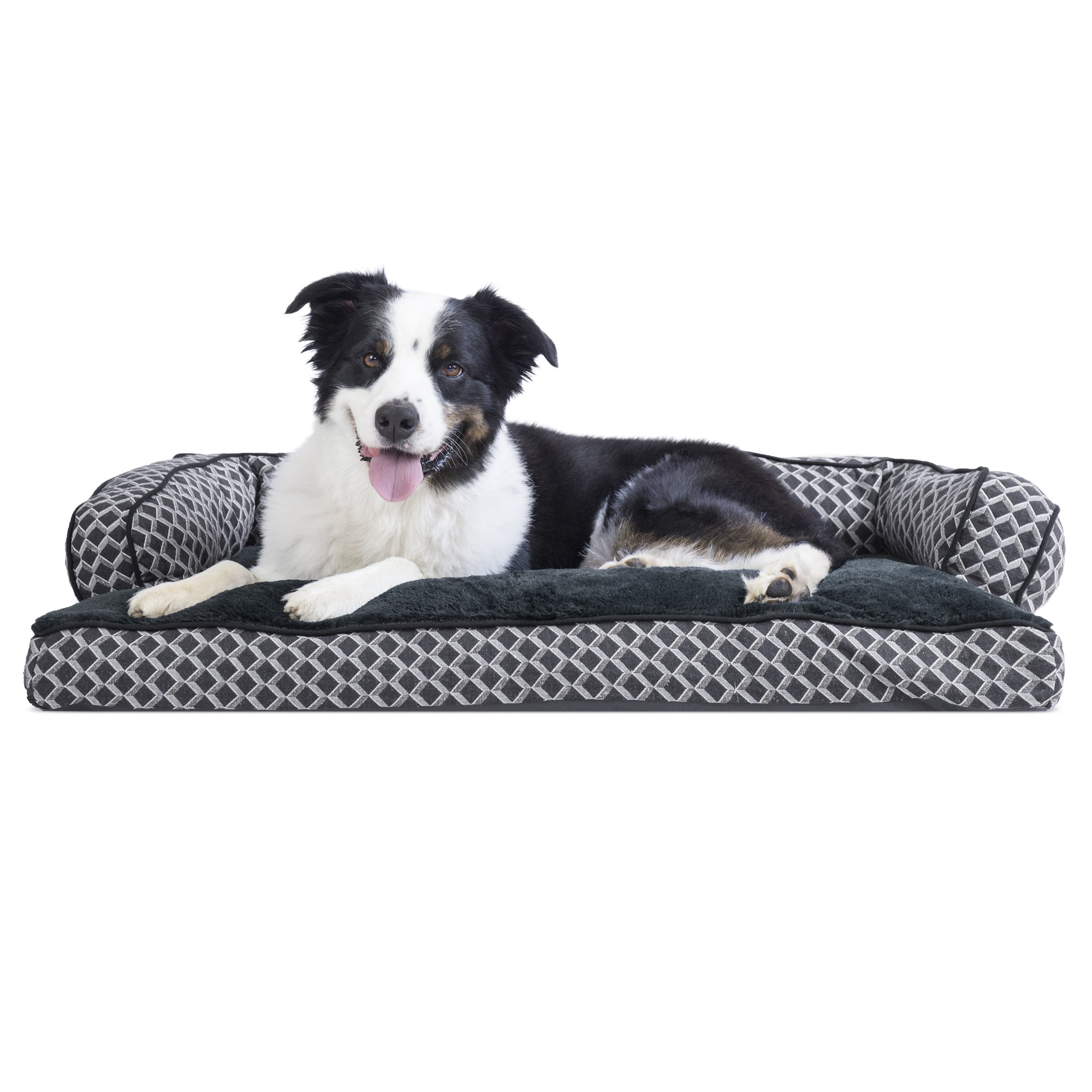 FurHaven Pet Dog Bed | Plush & Decor Comfy Couch Pillow Sofa Pet Bed for Dogs & Cats, Diamond