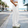 thumbnail image 4 of HomeDM Women's Sweatpants with Pockets Athletic Joggers Workout Pants White Elastic Drawstring Waist Size 3XL, 4 of 7