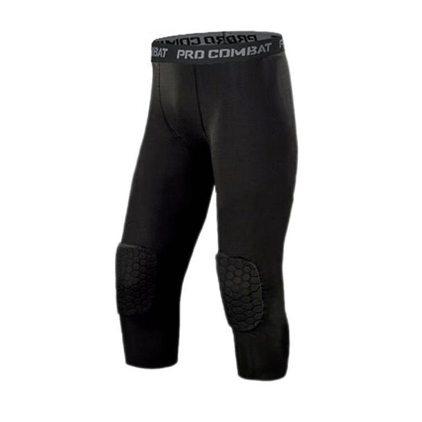 Men's Safety Anti-Collision Pants Basketball Training 3/4 Tights