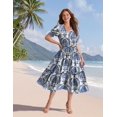 thumbnail image 2 of Vestido midi YESNO de verano con estampado floral, cuello en V, manga abullonada, 2XL, para mujer, 2 of 5