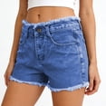 thumbnail image 3 of Zedker Jean Shorts for Women High Waisted Trendy Causal Summer Fold Hem Stretchy Long Denim Shorts 7 Inch Inseam Size S-XXL, 3 of 6