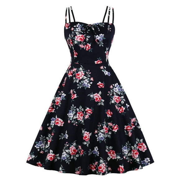 Lilgiuy Women Sleeveless Charming Solid Ladies Slim Printed V-Neck Camis Slit Short Dress Tummy Control Workout Skirt Clearance