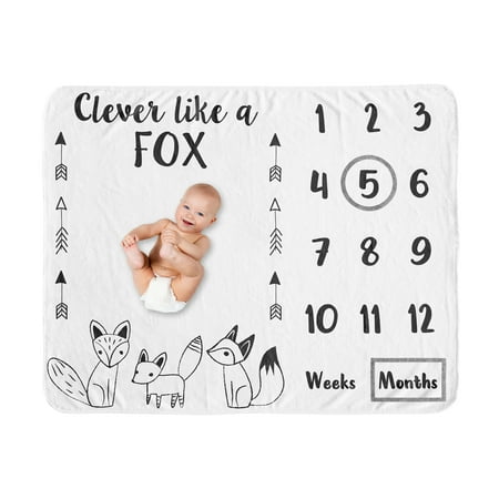 UPC: 0846480087274 | Sweet Jojo Designs Fox Boy or Girl Milestone Blanket Monthly Newborn First Year Growth Mat Baby Shower Memory Keepsake Gift Picture – Black and White Gender Neutral Unisex Woodland Forest Animal Arrow