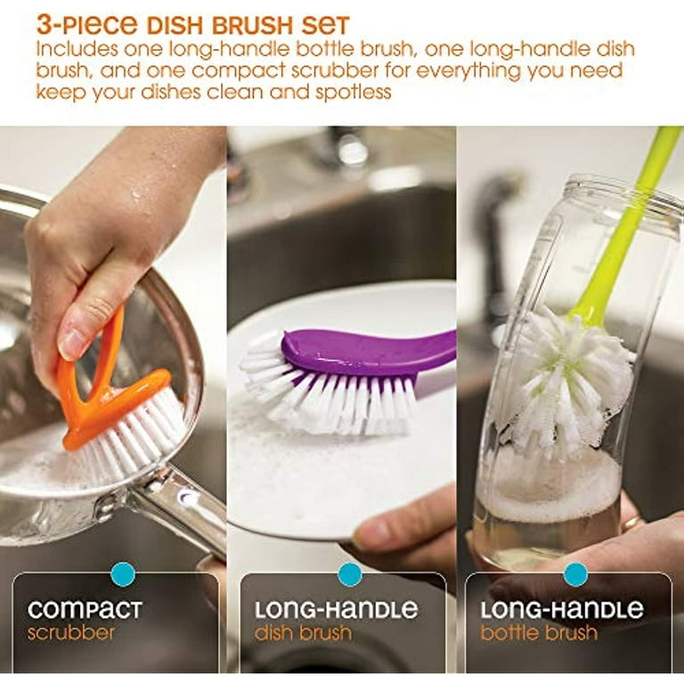 Casabella Loop 3-Piece Dish Brush Set - 15519Az(Colors May Vary