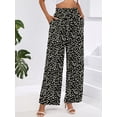 thumbnail image 6 of Chiclily Women Wide Leg Pants with Pockets High Waist Loose Belt Flowy Casual Trousers, US Size Small in Black Leopard, 6 of 7