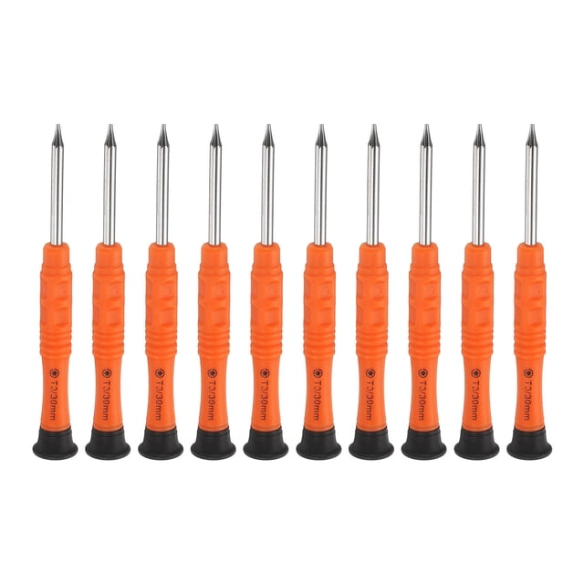 10 Pcs T3 Torx Mini Tournevis 3mm Tête Torx Magnétique Longueur 87mm pour Petits Appareils Réparations, Orange