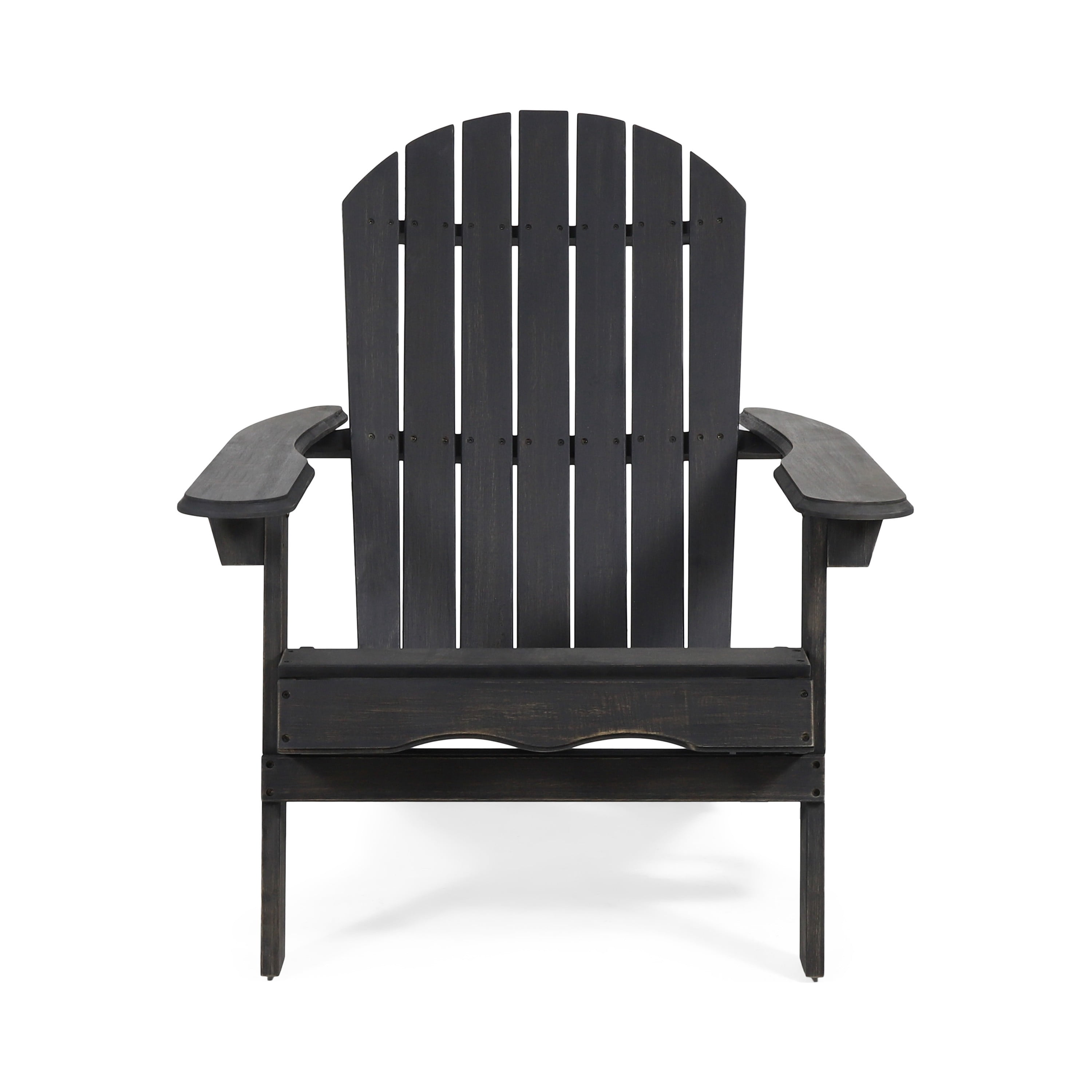 Libo Outdoor Adirondack Chair, Gray Acacia Wood Frame, Slat Panels