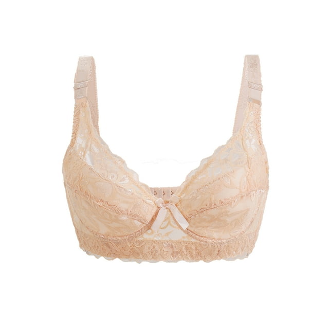SOSTENES CHIC para Mujeres Copas Completas Transpirables Confort Encaje Floral Cobertura Completa Sin Almohadillas Con Aros 38/85 Ajuste 36B/C Beige