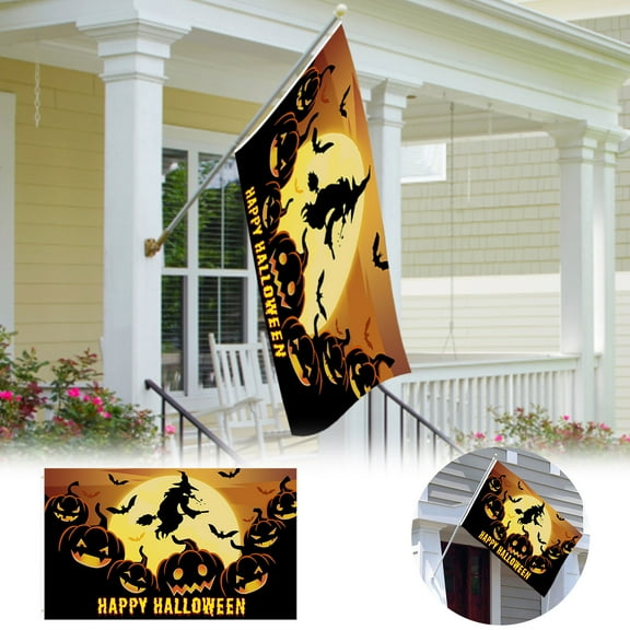 Happy Halloween Flag for Outside 3x5 Ft Halloween Witch Flag Durable Polyester Double Sided Halloween Flag Halloween Scary Pumpkin Flags for Indoor House Outdoor Yard Holiday Banner Decor