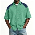 thumbnail image 2 of XuJwPNcy Mens Shirts Lightweight Color Block Button Down Shirts Casual Collared Tops Summer Classic Fit Fashion Clothes, 2 of 7