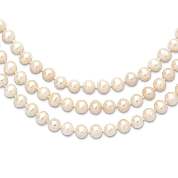 7-8mm White Freshwater Cultured Pearl 76inch Slip Necklace Pendant Necklace for Women