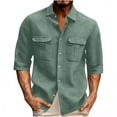 thumbnail image 2 of DAFPZW Mens Casual Waffleknit Shirt 3/4 Sleeve Button Down Collared Summer Shirts Loose Fit Hawaiian Beach Shirts with Pockets, 2 of 5