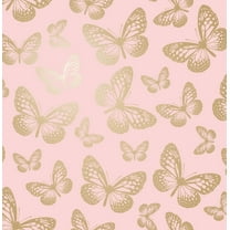 Advantage Metallic Butterflies Pink Whimsical Wallpaper