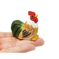 Rooster Figurine Statue Decoration Chicken Farm Barn Wood Bird Home Art Carved Small Animal