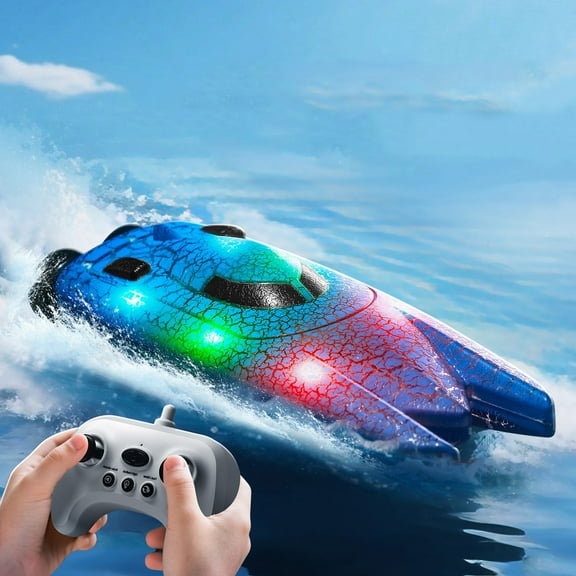 Gqtwoy 2.4G Mini Remote Control Boats, 360 Degree Stunt Clipper, Waterproof RC Boat, USB Rechargeable Remote Control Boat, LED Light Display, Multi-Directional Navigation, High-Speed Action