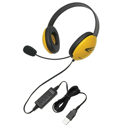 UPC: 0610356832196 | Califone Listening First 2800YL-USB Over-Ear Stereo Headset with Gooseneck Microphone  USB Plug  Yellow  Each