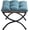 Blue, variant on 15" Foldable Foot Stool Ottoman with Metal Frame - Washable Faux Fur Navy Upholstered Indoor/Outdoor Footrest for Living Room, Bedroom, Patio - Space-Saving Compact Design