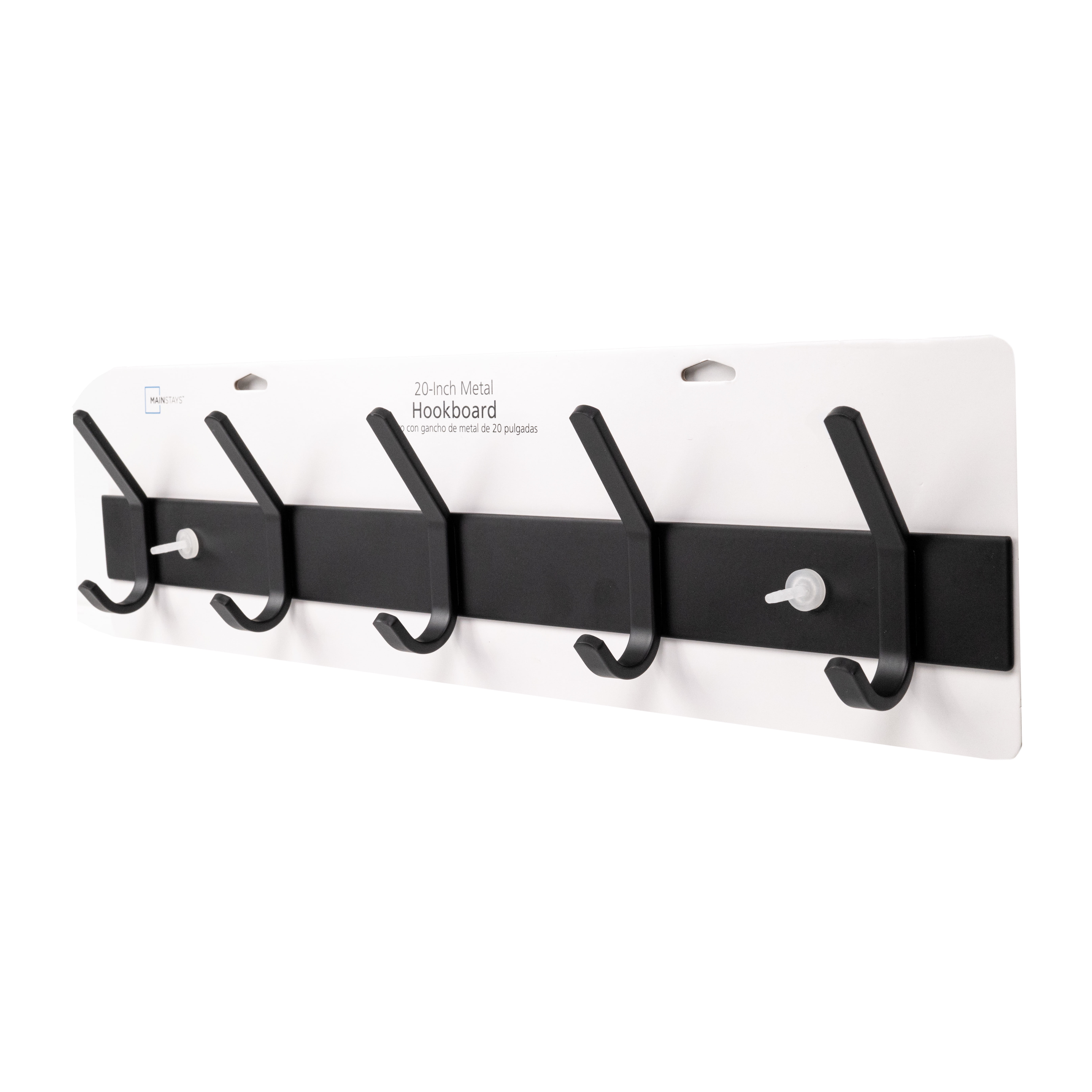 Mainstays 20.5 in 5-Hook Steel Hookboard, Matte Black