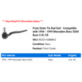 thumbnail image 2 of Front Outer Tie Rod End - Compatible with 1994 - 1999 Mercedes-Benz S500 Base 5.0L V8 1995 1996 1997 1998, 2 of 2