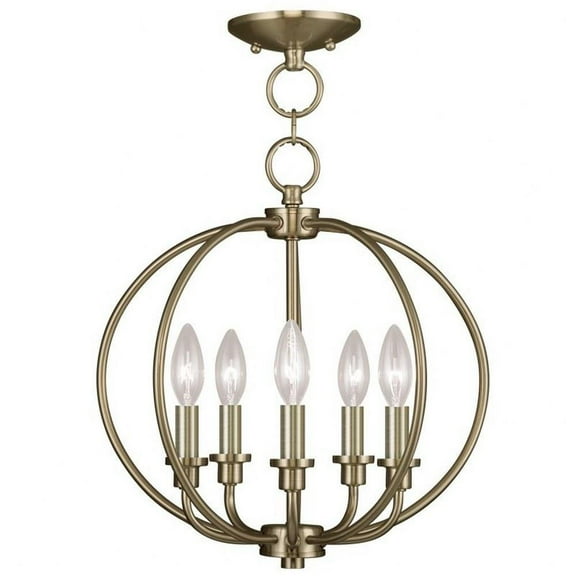 5 Light Chain Lantern in Farmhouse Style 16 inches Wide By 15.25 inches High-Antique Brass Finish Bailey Street Home 218-Bel-1260975