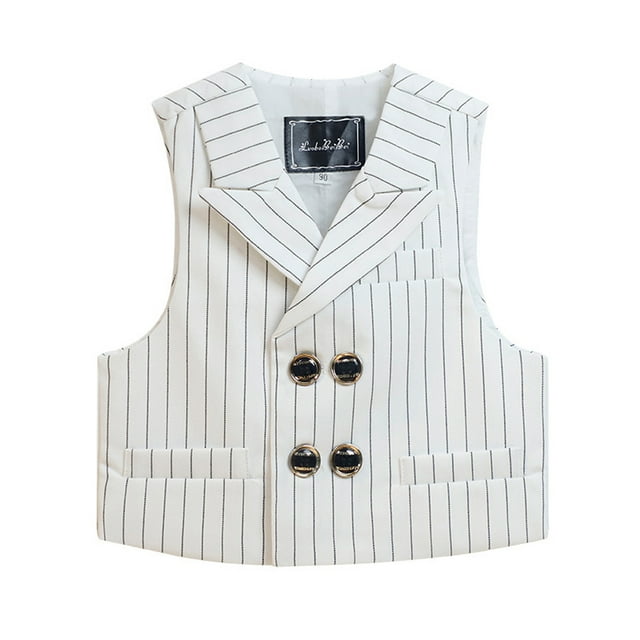 KYAIGUO Gilet de Costume Formel pour Garçons Tout-Petits 2-15 Ans Robe Classique à Col pour Mariage Fête