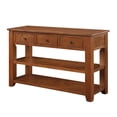 thumbnail image 4 of 49'' Solid Pine Wood Top Entryway Console Table, Modern Entryway Sofa Side Table with 3 Storage Drawers and 2 Shelves. Easy to Assemble (Brown), 4 of 6
