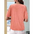 thumbnail image 4 of Blusas con Hombros Descubiertos para Mujer, Grandes, Cuello en V, Corta, Ropa de Verano, Túnicas Abotonadas, Rosa XXXL, 4 of 7