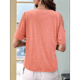 thumbnail image 4 of Blusas con Hombros Descubiertos para Mujer, Grandes, Cuello en V, Corta, Ropa de Verano, Túnicas Abotonadas, Rosa XXXL, 4 of 7
