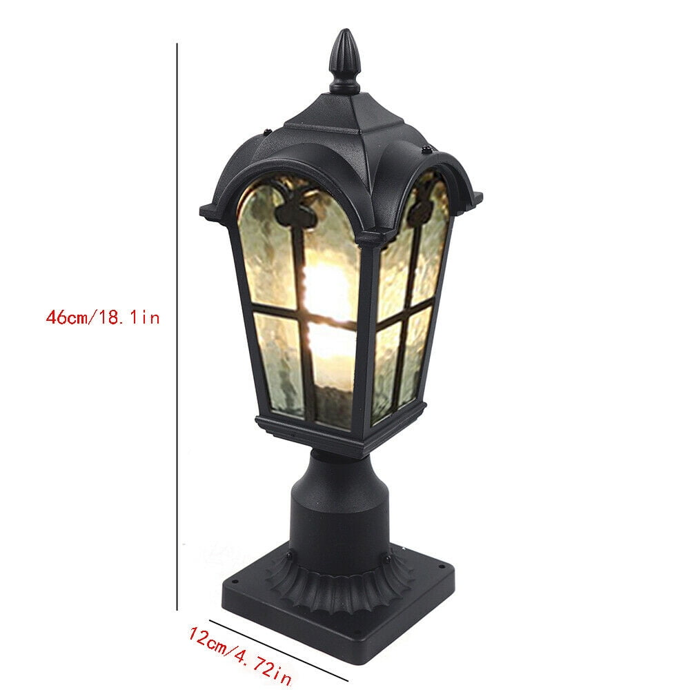 Fichiouy Post Pole Light Vintage Roman pillared lamp Outdoor Fixture for Garden Yard Black E26