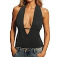 thumbnail image 2 of ZQUUVOU Tank Top For Women V-Neck Halter Back Open Tops (Black,3XL), 2 of 7