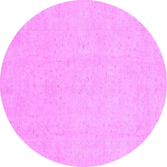 Ahgly Company Indoor Round Oriental Purple Traditional Area Rugs, 5' Round