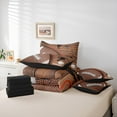 thumbnail image 6 of Manfei Rugby Print Bedding Comforter Set 7 Pieces, American Football Queen Bedding Sets, Brown Old Barn Door Queen Sheet Sets, Lightweight Room Decor, 6 of 8