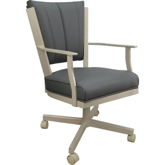 Leather Montana Dining Caster Chair Swivel Tilt - Gray on Beige