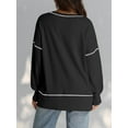 thumbnail image 3 of Female Casual Crewneck Sweatshirts Long Sleeve Oversized Trendy Contrast Stitching Fall Pullover Blouse Black S, 3 of 6