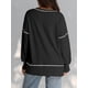thumbnail image 5 of Sudadera Informal de Cuello Redondo para Mujer, de Larga, Holgada, , con Costuras en Contraste, para Otoño. Negro XL, 5 of 8