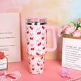 thumbnail image 5 of 40oz Pink Bow Cherry Tumbler with Handle Straw and Lid Coquette Bowknot Cherries Travel Tumbler Coffee Cup for Women Friend Holiday Birthday, 5 of 6