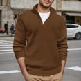thumbnail image 2 of Krdevn Mens Shirts - Men's Casual Long Sleeve Shirt Loose Fit Thickened Knit Top Comfortable Breathable Soft Stylish Versatile for Daily Wear,Mens Fall Shirts,Color:Brown,Size:XL, 2 of 5