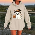 thumbnail image 3 of Kilaqueen Spooky Pumpkin Pattern Halloween Sweatshirts for Women Fashion Oversized Hoodie with Pocket Long Sleeve Fall Sweatshirts Loose Fitness Pullover Tops, 3 of 6