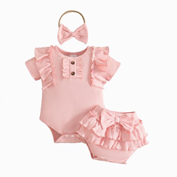 Baby Girl Clothes Outfit Ruffle Romper and Short Pants Clothing Sets for Summer Spring
