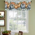 thumbnail image 3 of Blue Pumpkins Curtain Valances for Windows, Kitchen Valance Window Treatments Panel 2 Pack, Fall Eucalyptus Leaves Plaid Farmhouse Rod Pocket Short Curtains for Bathroom Bedroom 54 x 18 Inch, 3 of 8