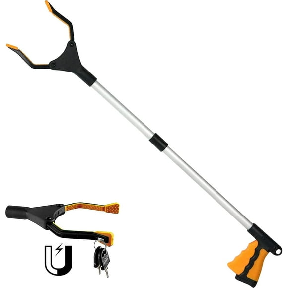 Outil de Ramassage Reacher, Poignée Robuste, Bâton de Ramassage Pliable pour une Gestion Efficace des Déchets de Jardin, Robuste et Portable, (79 cm, Orange)