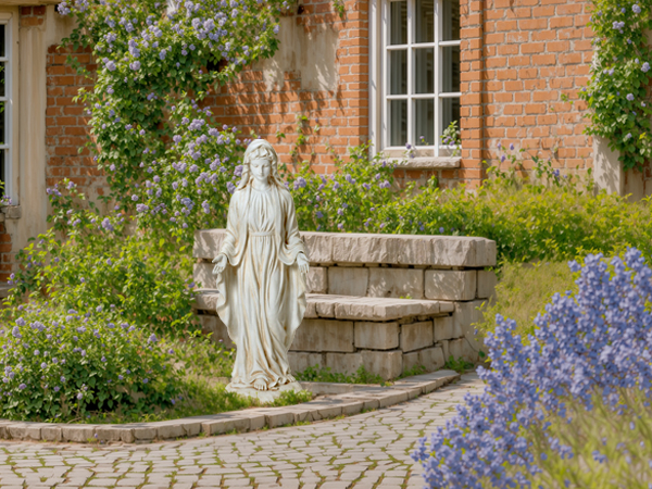Virgin Mary Statue – Blessed Mother Resin Sculpture For Garden, Lawn, Patio – 14.25" H – HDFL