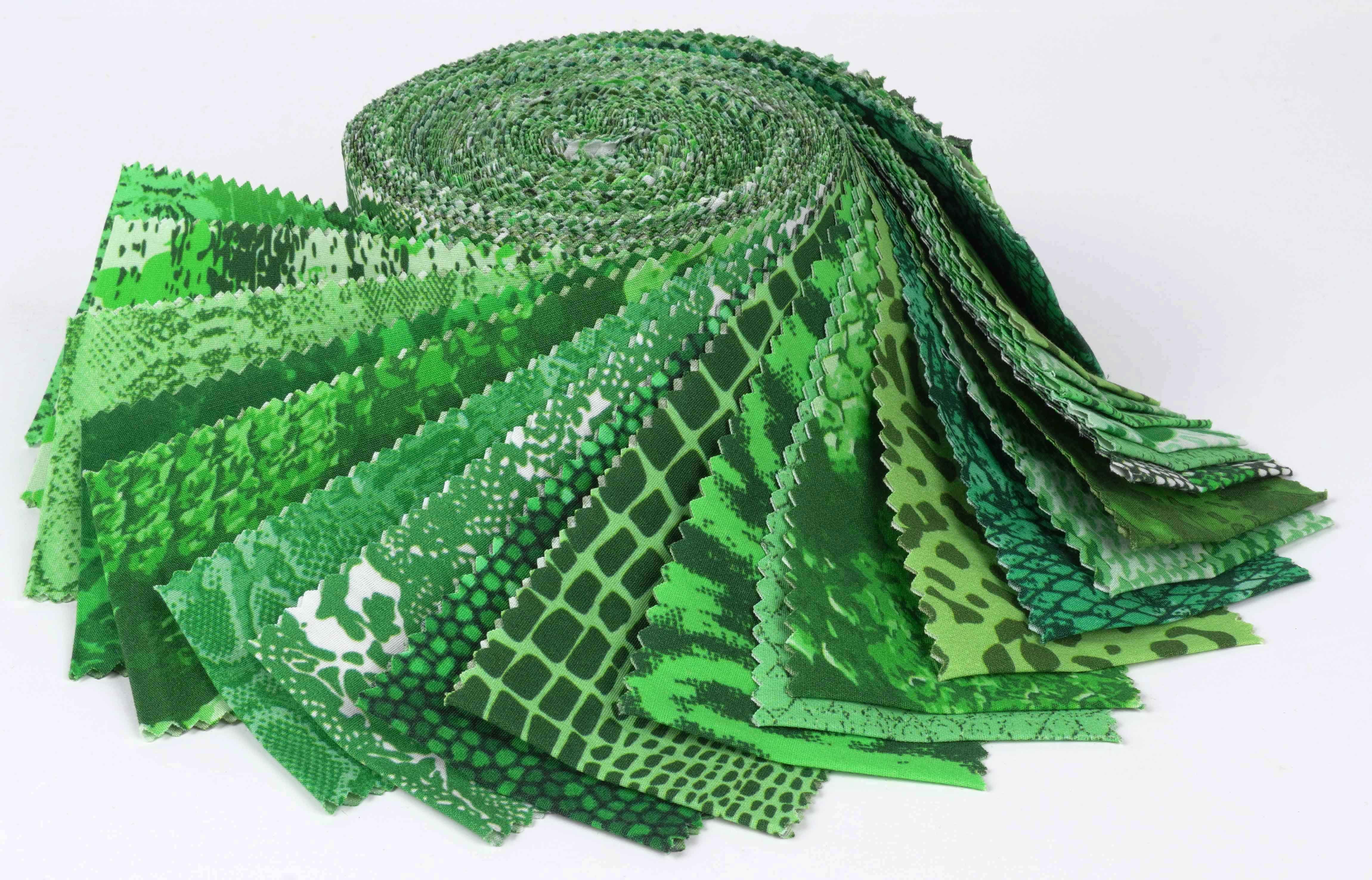 Soimoi 40Pcs Tie Dye Print Cotton Precut Fabrics For Quilting Craft Strips 2.5x42inches Jelly Roll - Green