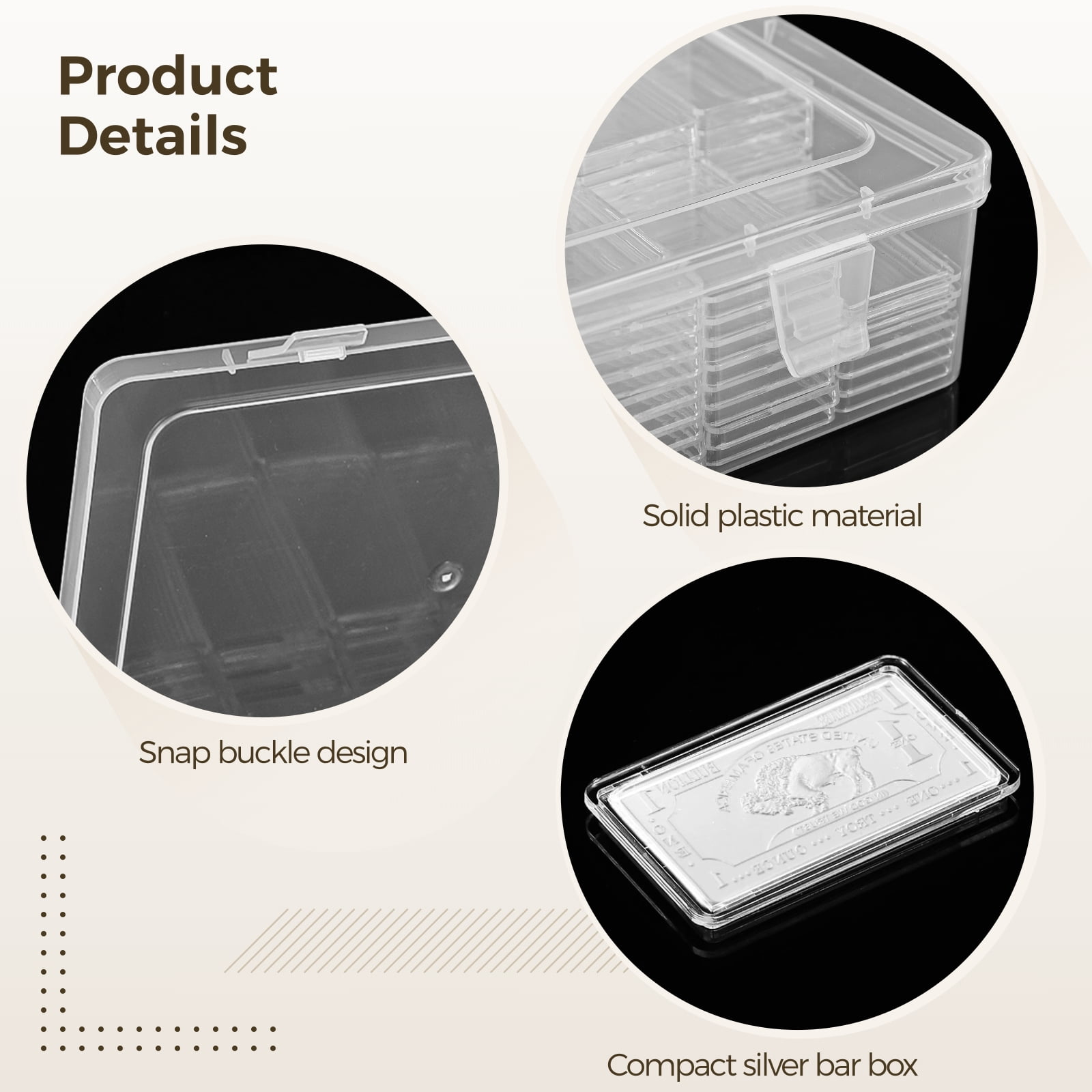 Bottlepic Silver Bar Storage 1 oz Silver Bar Holder Clear Acrylic Storage Container Silver Bar Box Fit for 1 oz Christmas Silver Bar 1 Troy Ounce Bar, 100 Pieces