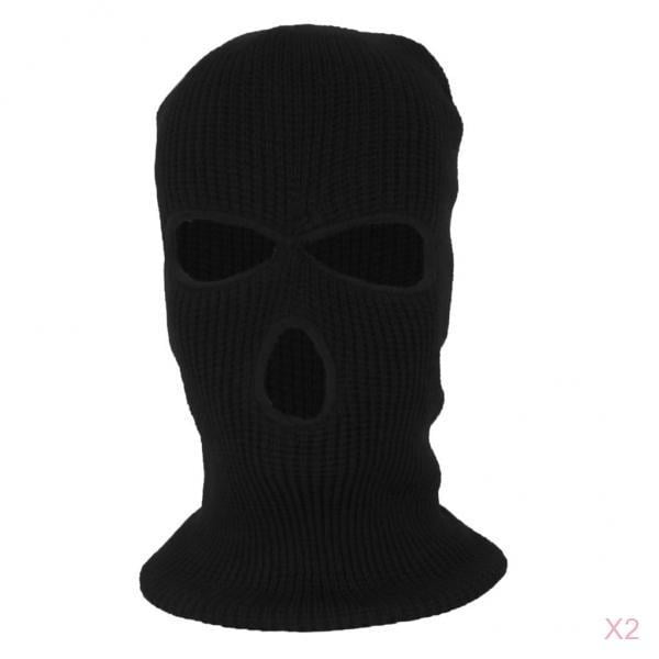 2 x gorro de pasamontañas de punto de 3 agujeros unisex para adultos con