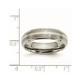thumbnail image 6 of Chisel Titanium Brushed Center with Sterling Silver Inlay 6mm Ridged Edge Band, 6 of 7