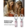 thumbnail image 4 of Pendientes colgantes Huggie PROSTEEL Acero Inoxidable Mujeres Turmalina de octubre Cristal, 4 of 8