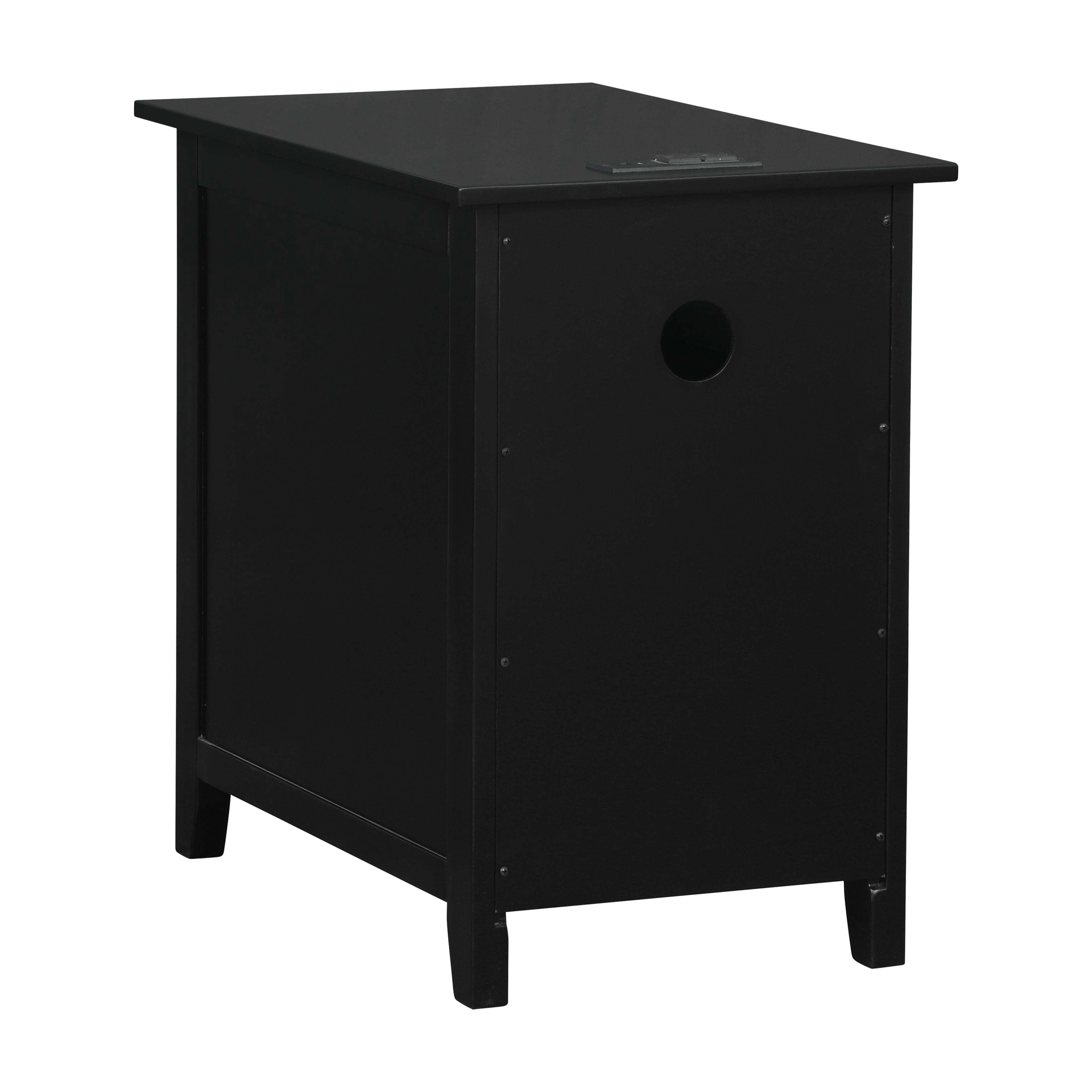 Powell Bryson Indoor Side Accent Table with Storage and Built-In USB Port, Black