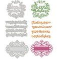 thumbnail image 1 of Juego de troqueles metálicos para cortar coronas de flores con los mejores deseos, palabras de agradecimiento y bendiciones., 1 of 6